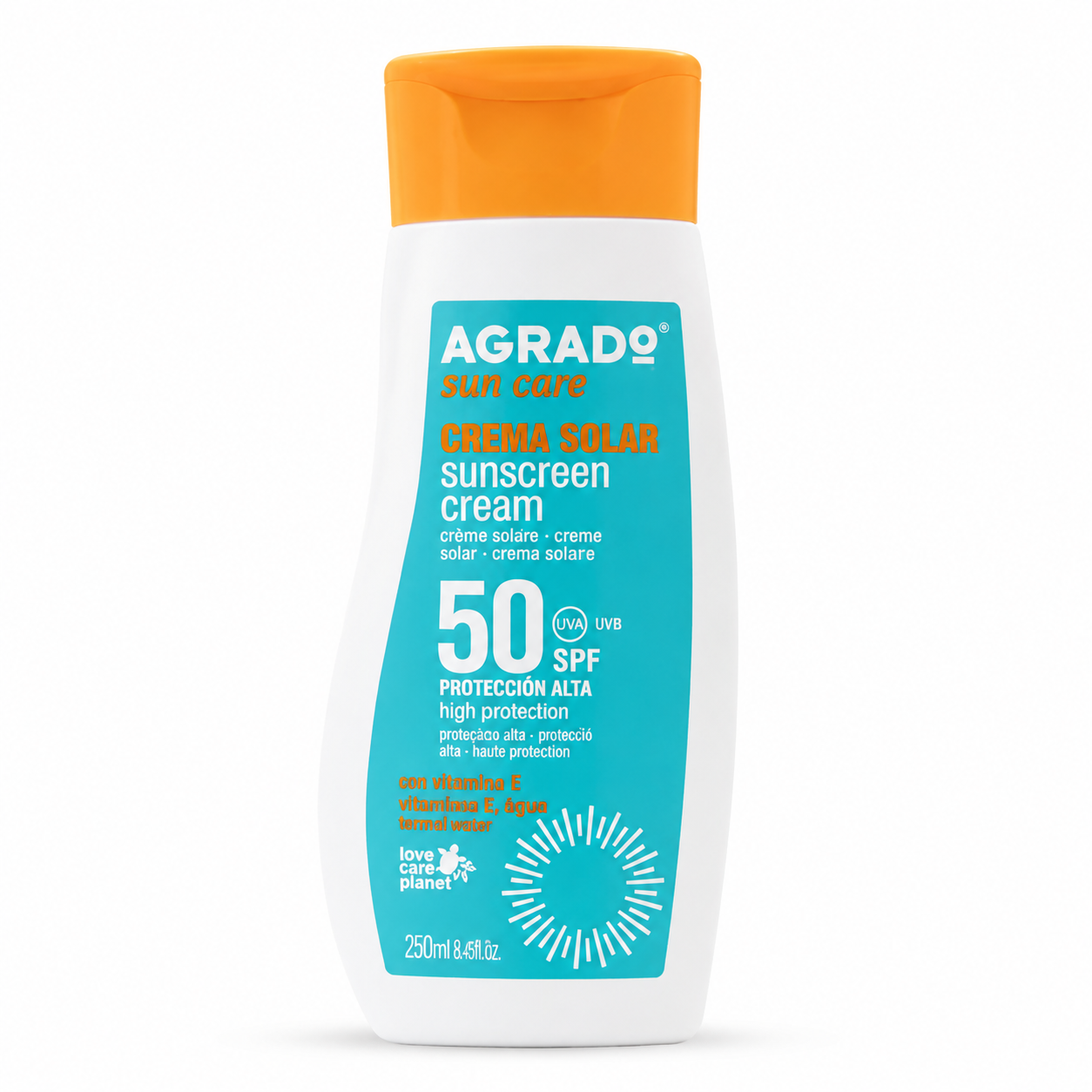 0eb4abe9-c919-4a40-8ab8-2d61682ebe34 کرم ضد آفتاب انواع پوست (250میل )آگرادو SPF 50 با محافظت بالا - Image 1