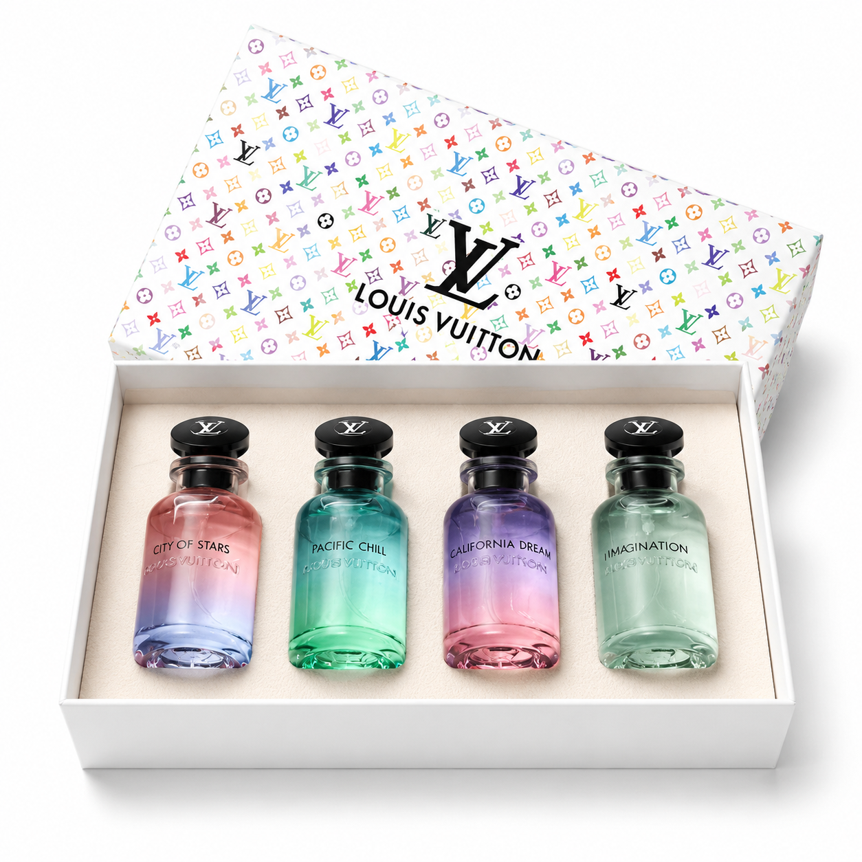 2 پک ۴ عددی عطر لویی ویتون (Louis Vuitton) مدل Miniature Set – کالکشن محبوب City of Stars و Imagination - Image 1