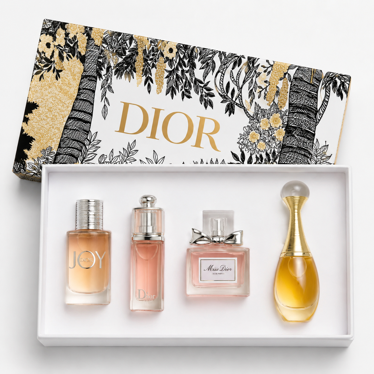 26296ddf-99cd-4d06-8d03-3626226214e5 ست هدیه ۴ عددی عطر زنانه دیور (Dior) مدل Miniature Collection – شامل J’adore، Miss Dior، Joy و Dior Addict - Image 1