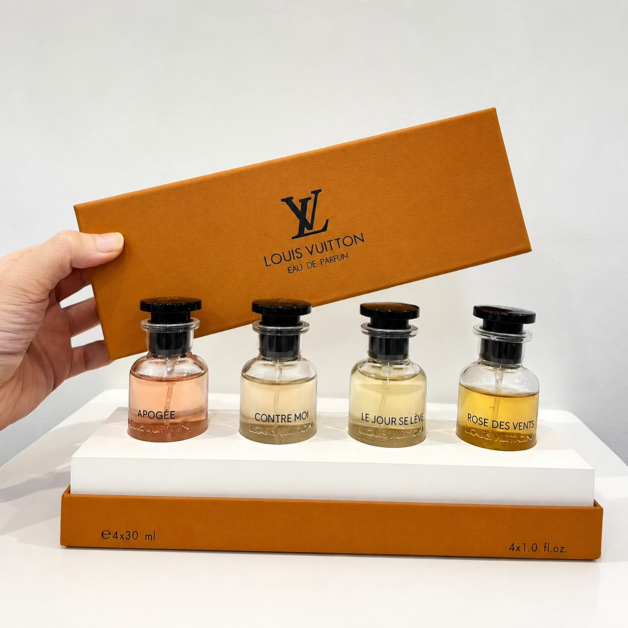 34de7266-4404-4eee-8b84-adfff438633e ست هدیه ۴ عددی عطرهای مینیاتوری لویی ویتون (Louis Vuitton Mini Perfume Set) - Image 1