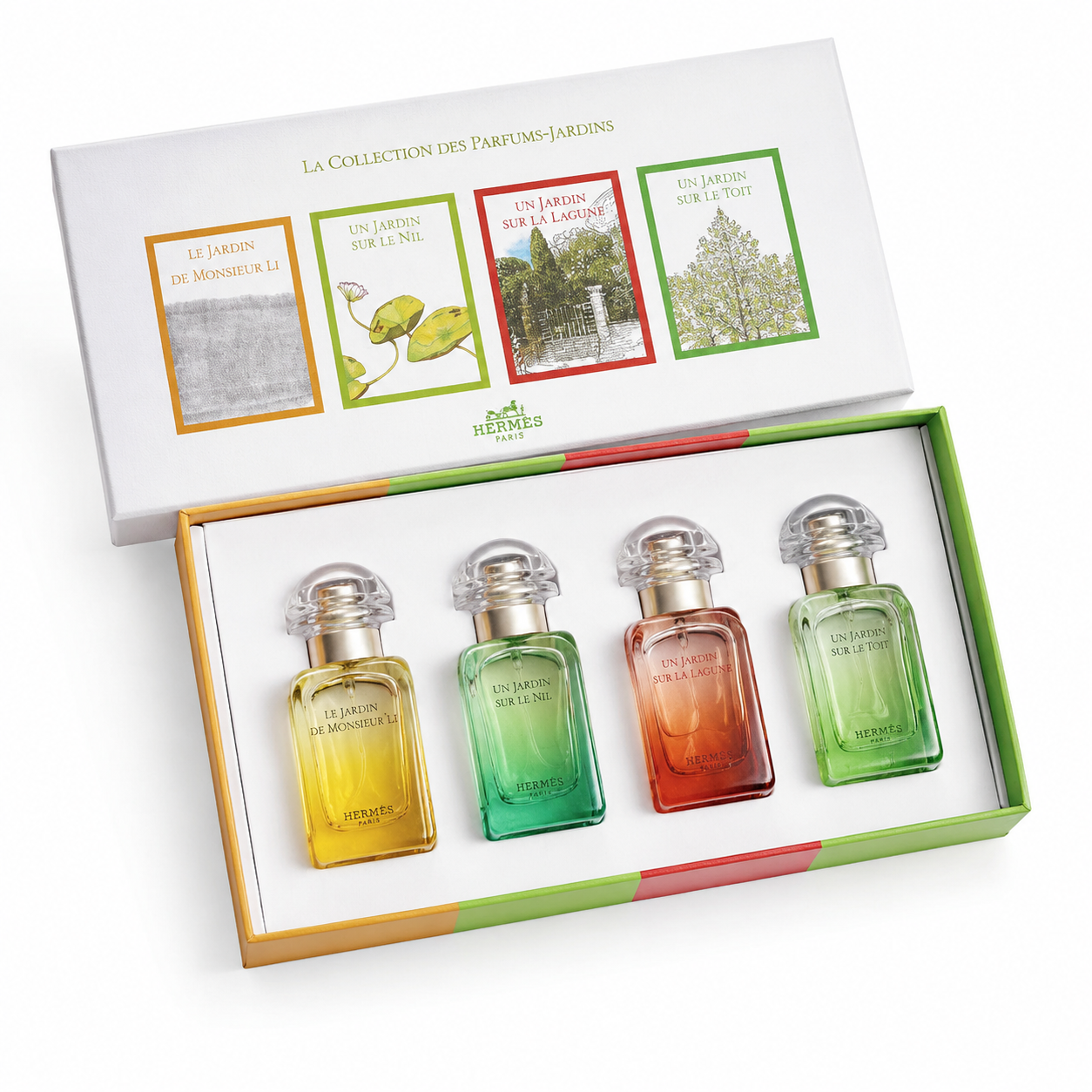 8fc09f29-59d4-4ff3-9318-768ee436b0bc ست هدیه عطرهای مینیاتوری هرمس مدل “باغها” (Hermès Le Jardin Miniature Gift Set) - Image 1