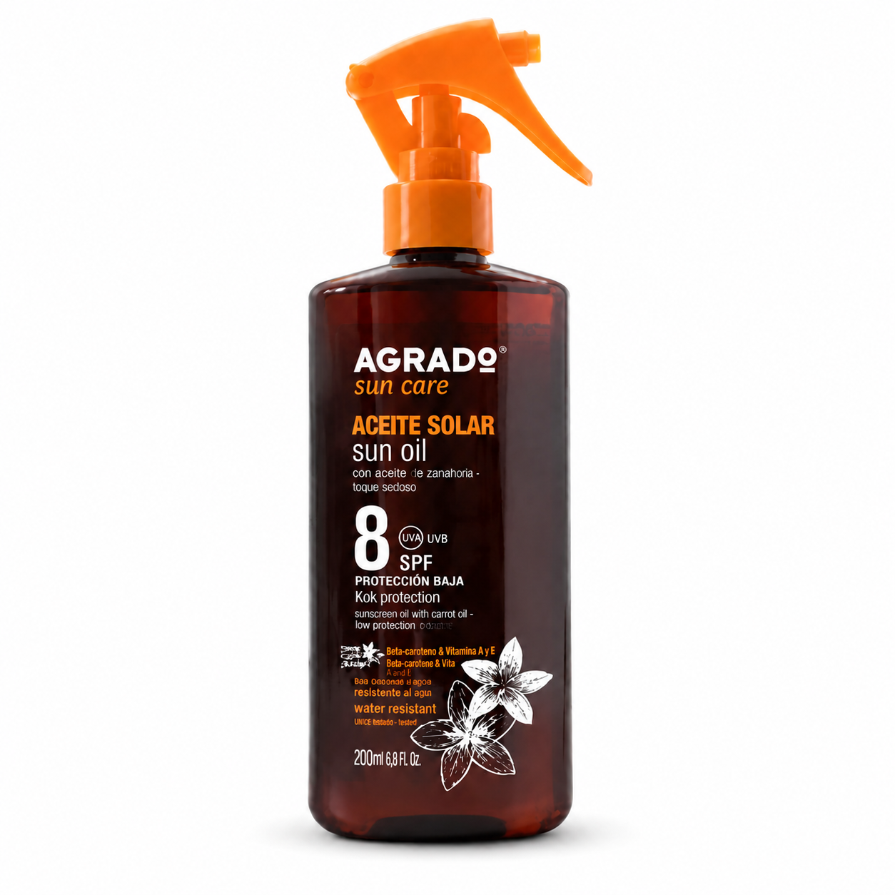 edaac6ae-8ca5-4d41-8d4f-1b56e7a23f8f روغن آفتاب (200میل)آگرادو SPF 8 - Image 1