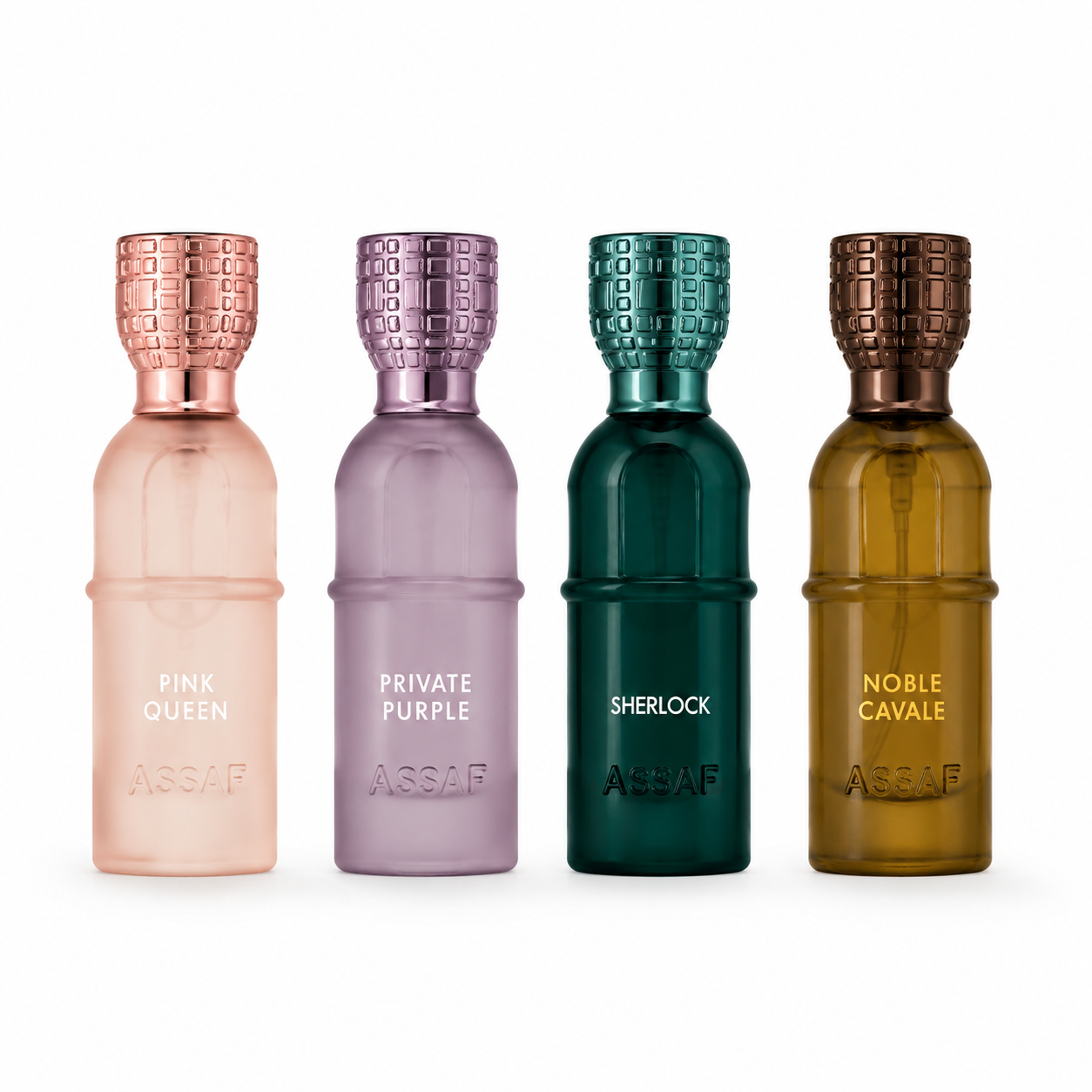 fdb2f0ed-d0be-484f-ba60-d1bb763fb152 ست ۴ عددی عطر عساف (Assaf) مدل Discovery Set – شامل Pink Queen، Private Purple، Sherlock و Noble Cavale - Image 1